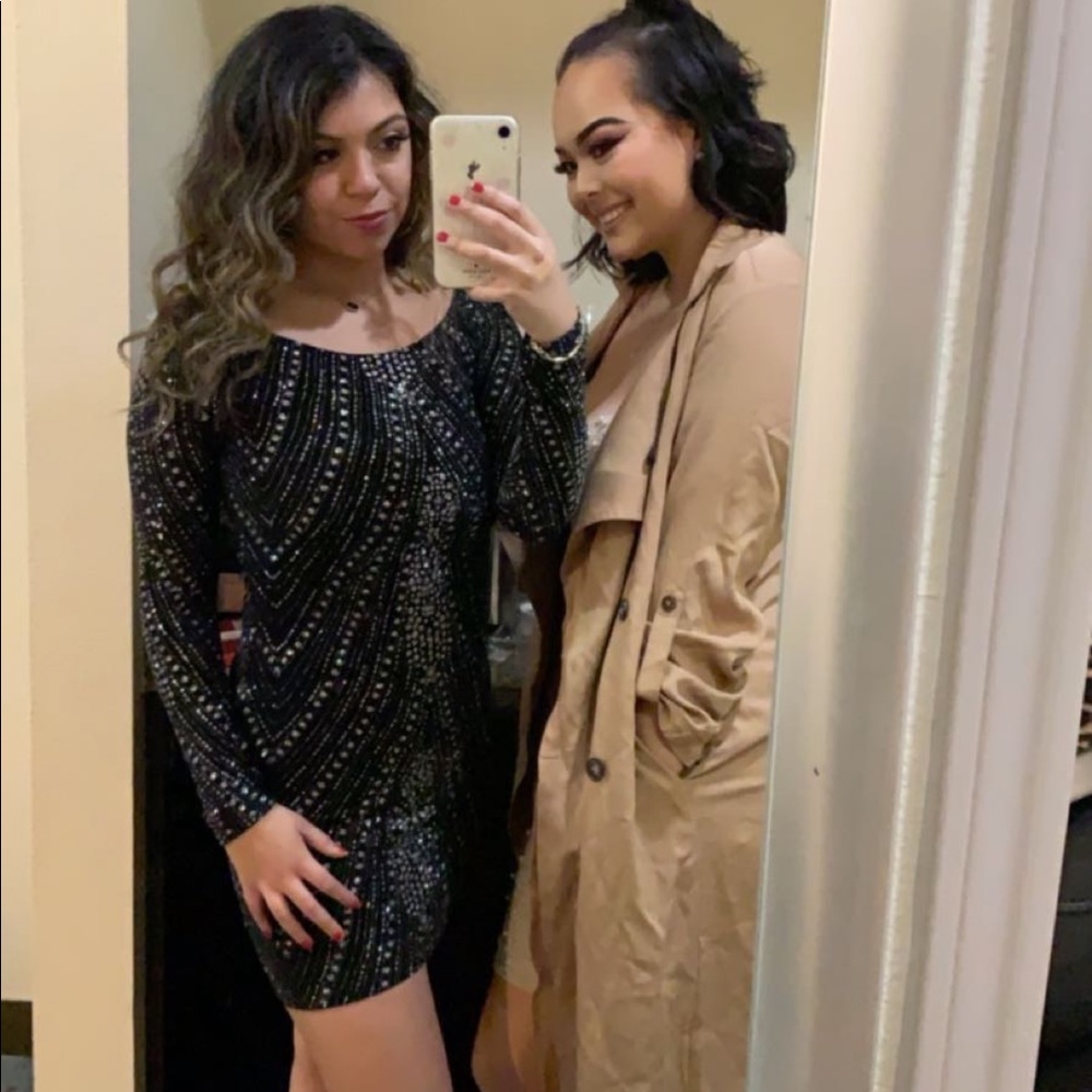 Sliver sparkly black dress